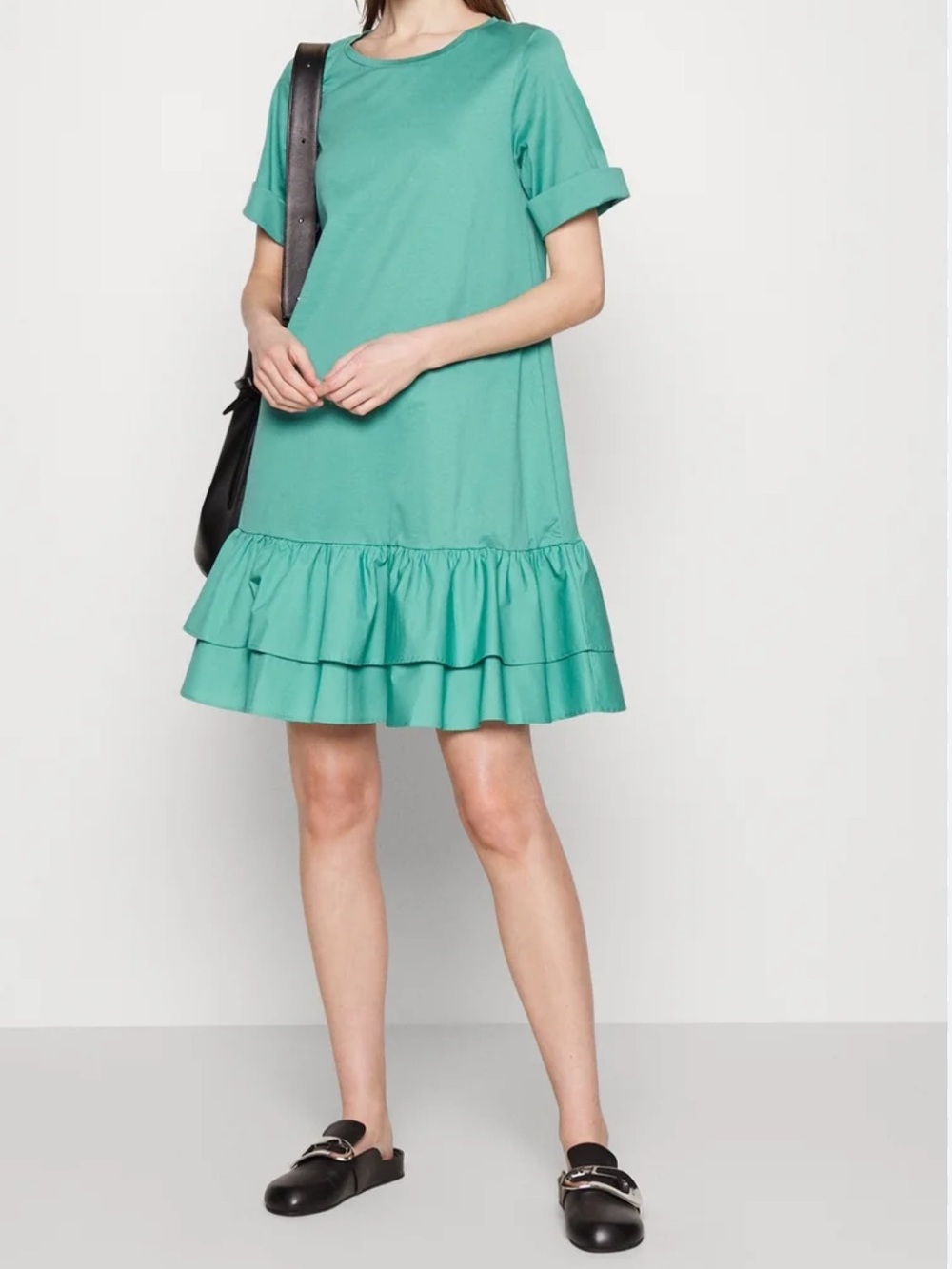 WEEKEND MAX MARA Vanna green jersey dress Ruffle-Hem Shift